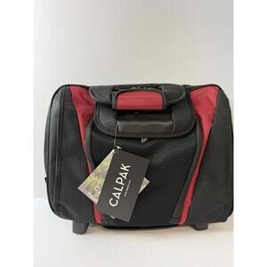 CalPak Red Wheeled Rolling Duffle Carry‎ On Luggage Travel Bag Removable Strap